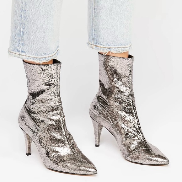 Free People Leather Lexi Heel Boots in Silver - Picture 2 of 16